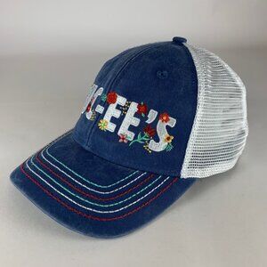 Buc-ee's Womens Blue Floral Print Ponytail Strapback Adjustable Hat